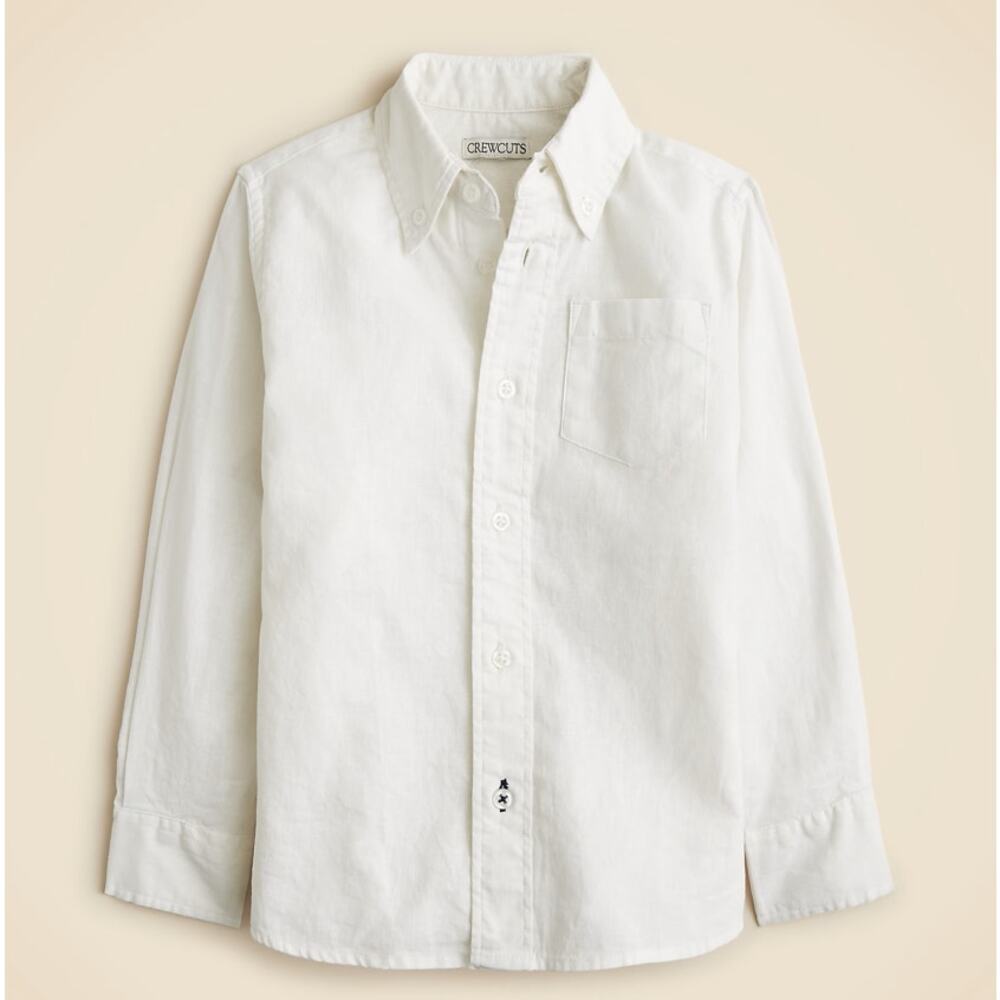 Crewcuts J.Crew Long Sleeve Shirt Boys 2 White Cotton Button Down Chest Pocket